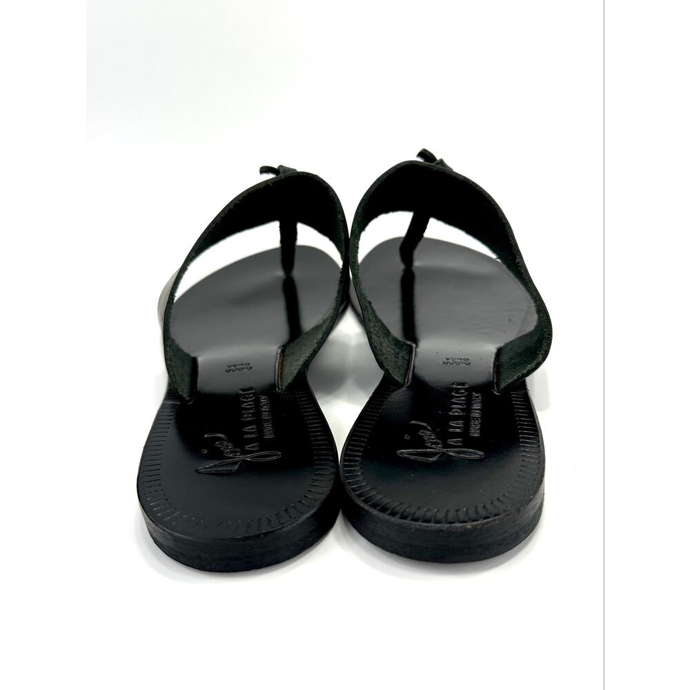 Joie A La Plage Women Flat Sandal Size 9/39 Black Leather Thong-Toe Flip Flops - Picture 7 of 13